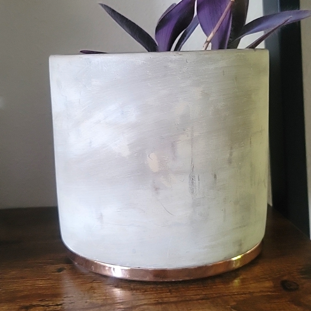Concrete Planter with Rose Gold Accent
